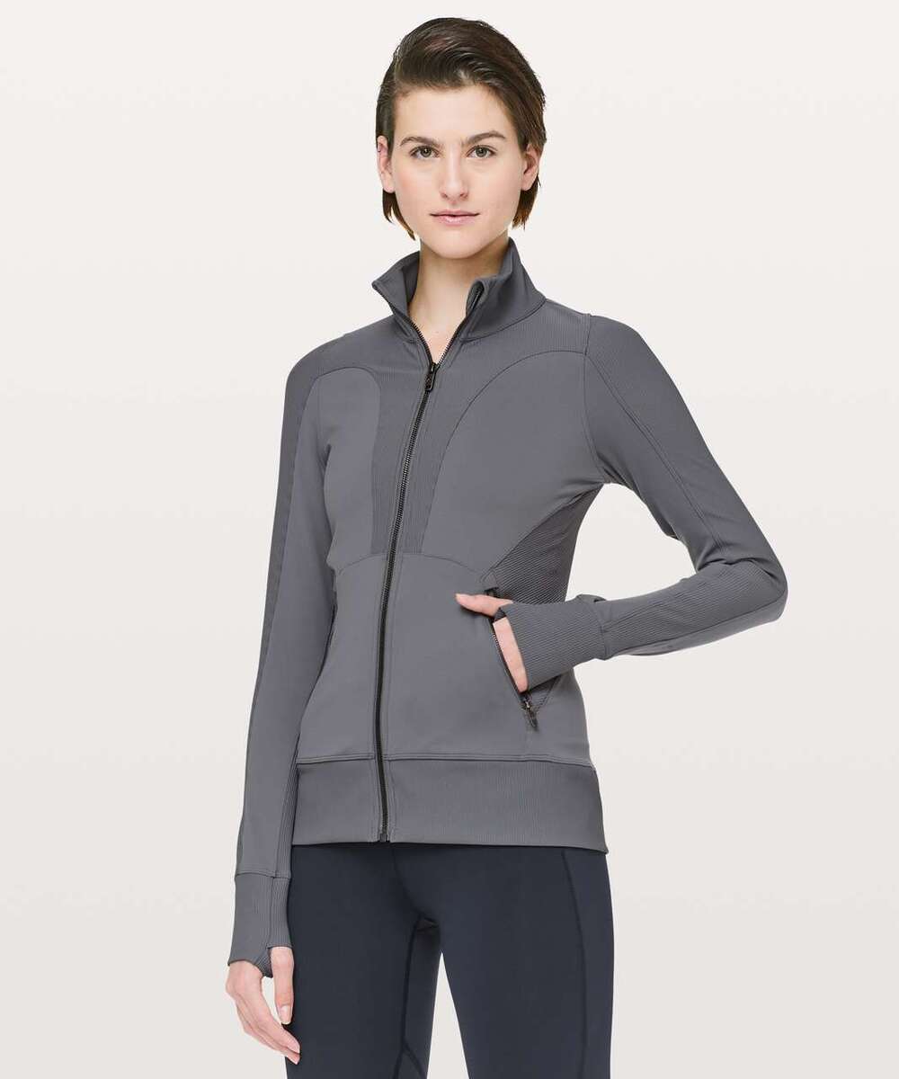 Lululemon Movement To Movement Jacket Women's 8 Gray Titanium Ribbed Full Zip